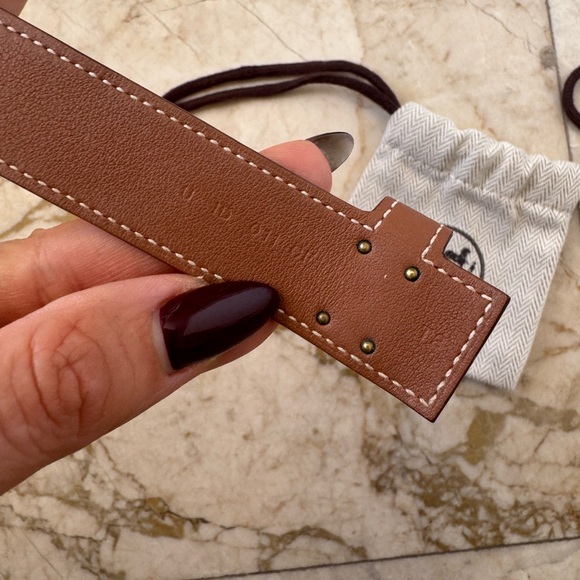 Hermes Brown Leather Bracelet with Gold Clasp - Picture 7 of 7